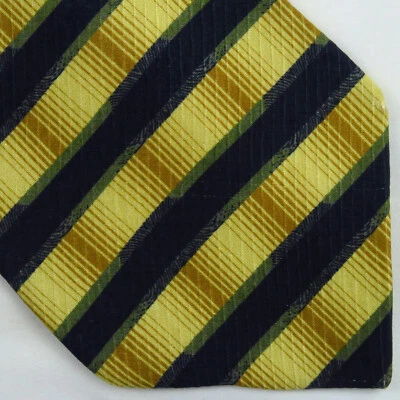 Jhane Barnes Gold Blue Green Horizontal Stripe Mens Neck Tie 58x4 Bold Bright - Image 1 of 4
