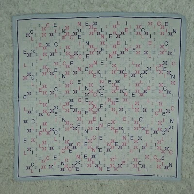 N78 CELINE Logo Monograma Blanco Algodón Bufanda Bufandas Bolsillo Cuadrado 19.5" X 19" Foto 1 de 4