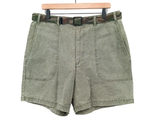 Vintage J Crew Shorts Mens 36 Green Faded Canvas Camp Ivy Oarsman + Camo Belt - Picture 1 of 10