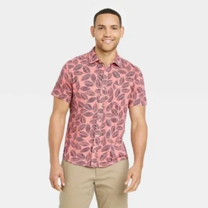 NUEVA Camisa Goodfellow & Co Para Hombre Grande Manga Corta Tejida con Botones Coral Spice - Imagen 1 de 2