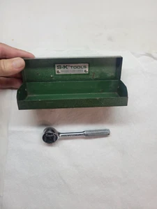 S-K Tools 40975 1/4" Drive 72 Tooth Ratchet Knurled Handle USA & Metal Box NICE - Picture 1 of 10