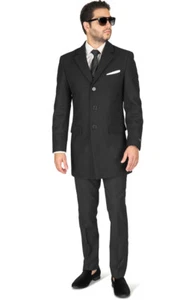 Slim Fit Mens Long Wool Blend Top Trench Overcoat Single Breast Notch Lapel AZAR - Picture 1 of 36