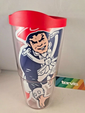 New England Patriots Legacy Emblem NFL Tervis Tumbler Cup 24 oz w/lid Cover