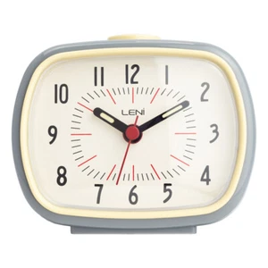Leni Retro Analogue Alarm Clock Glow in the Dark Home/Room Decor Slate Grey - Picture 1 of 8