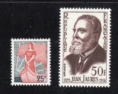 France 1959 SC# 927, 928 - Marianne and Ship - Jean Jaures - M-H Lot # 054 - Image 1 of 2