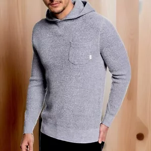 QUICKSILVER Sweatshirt Mens Small Light Gray Kempton Hoodie Waffle Knit Pockets - Picture 1 of 11
