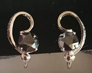 VTG Sorrento Black/ Purple Hematite Sterling Silver Screw Back Earrings Filagree - Picture 1 of 6