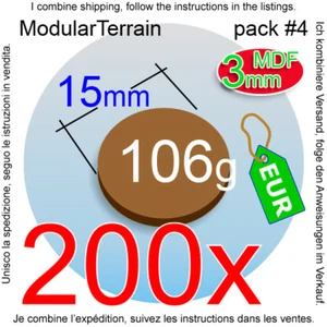 200x 3mm MDF 15mm Round Base Socle Rond War Hammer 40k Infinity Age Of Sigmar - Imagen 1 de 7