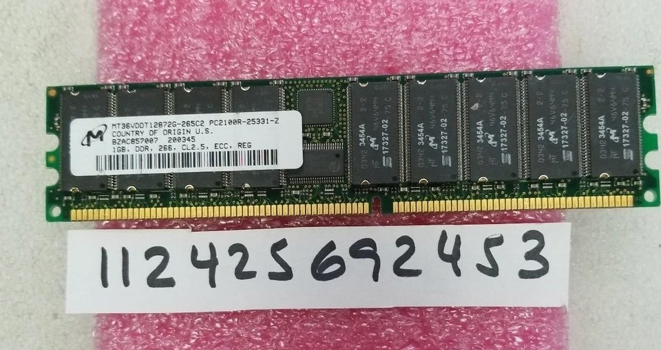 PC DDR1 1 GB PC2100R 266 MHZ 2100 266 184 PINES RDIMM DOBLE RANGO 2RX4 64X4  Foto 1 de 1