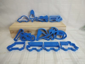Faberware Plastic Lot 13 Cookie Cutters Car Boat Bicycle Rocket Bus Rocketship - Picture 1 of 8