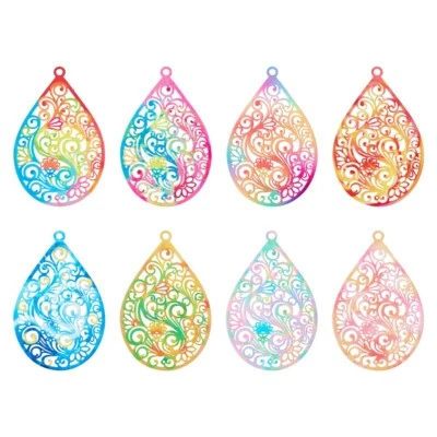 16 филигранных кулонов из нержавеющей стали с гравированным металлическим украшением каплевидные 45 мм - Изображение 1 из 4