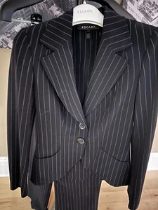 Womans Escada Pinstripe Dress Suit Black EU Size 34/ US Small - Picture 1 of 12
