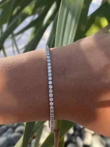 14K White Gold Women's EFVS Round GDGL 3Ct Lab Grown Diamond/CVD Tennis Bracelet - Picture 1 of 11