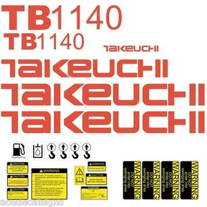 TB1140 Decals Takeuchi Midi Excavator repro Decal Set TB1140 stickers kit - Picture 1 of 1