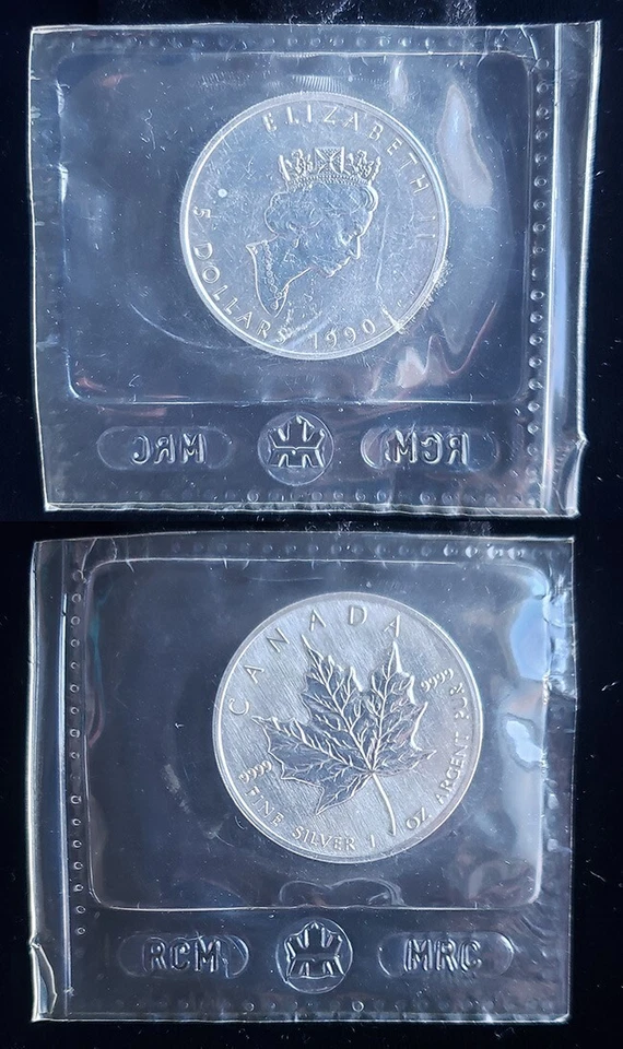 Hoja de arce de plata Canadá 1990 1 oz .9999 plata original RCM sellado 24237 Foto 1 de 1