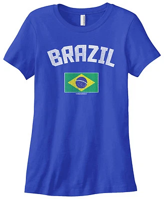 Threadrock Women's Brazil Brazilian Flag T-shirt Brasil Pride