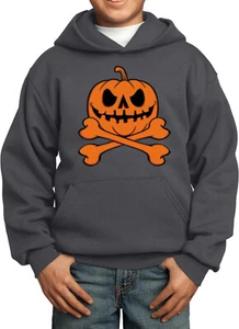 Halloween Pumpkin Skeleton Youth Kids Hoodie - Picture 1 of 6
