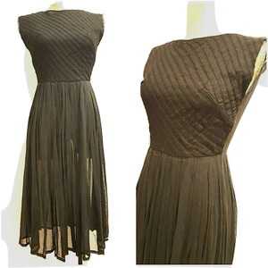 Sheer Pinup Dress Size XXSmall Cocktail Party Black Vintage 50s - Picture 1 of 5