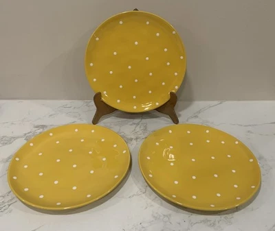 "Juego de 3 platos de cena Maxwell Williams amarillos espolvoreados 10 3/4"" lunares blancos" Foto 1 de 4