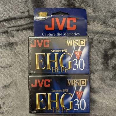 2 件装 JVC EHG HI-FI 紧凑型摄像机磁带 TC-30 SP 30 EP 90 分钟 ~ 全新 — 第 1/2 张图片