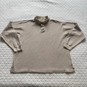 NATURALIFE Vintage 90s Herren Langarm Baumwolle Henley Hemd Gr. L braun gerippt - Bild 1 von 15