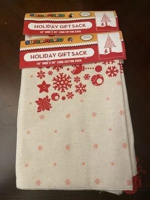 Super Mario Bros Bolsa Regalo Vacaciones 100% Algodón Navidad Nintendo 18x26 Foto 1 de 3