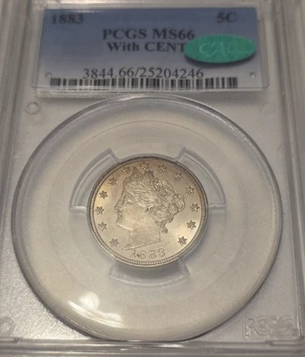 1883 PCGS MS66 with Cents Liberty Head V Nickel 5c Coin - Image 1 of 4