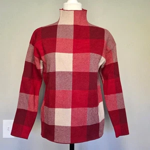 Tahari Sweater Women M Red Buffalo Check Holiday Academia Classic Preppy Y2K - Picture 1 of 7