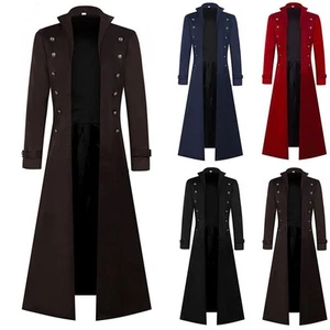 Men's Steampunk Gothic Coat with Slight Stretch Fabric for Comfort Fit - Picture 1 of 61