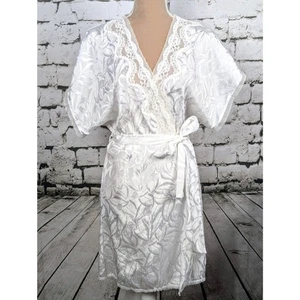 VINTAGE LILY OF FRANCE 80s Satin Lace Feminine Honeymoon Romantic Robe Small - Picture 1 of 6