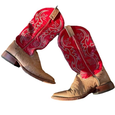 Botas de cowgirl ocidentais femininas Nocona LD8906 penas lisas e completas avestruz tamanho 8B - Imagem 1 de 4