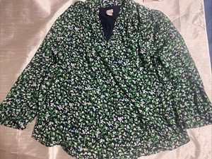 Chico's 2 Sheer Lined Tunic Shirt Women’s Size 3 Color Blue, Green Lightweight - Picture 1 of 9
