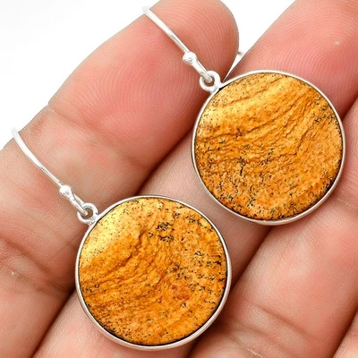 Natural Picture Jasper 925 Sterling Silver Earrings Jewelry E-1001 - Image 1 of 4