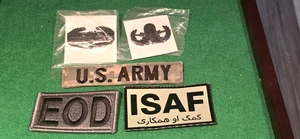 US ARMY EOD & COMBAT ACTION BADGE ISAF & MILITARY PATCHES FREE SHIPPING NICE SET - Picture 1 of 7