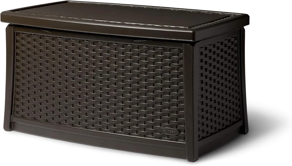 Suncast Elements Resin Patio Storage Coffee Table Java BMDB3010