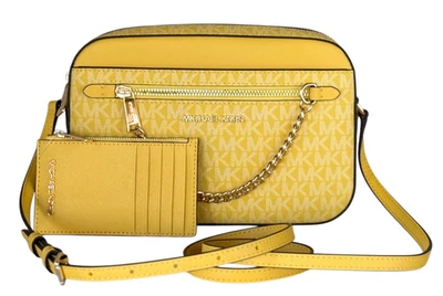BOLSO BANDOLERA MICHAEL KORS JET SET ARTÍCULO CADENA + CONJUNTO CARTERA MK AMARILLO MARGARITA Foto 1 de 4