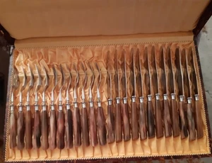 Besteckkasten 12 x Messer + Gabel,  Horngriffe,  Wingen, Othello - Bild 1 von 5