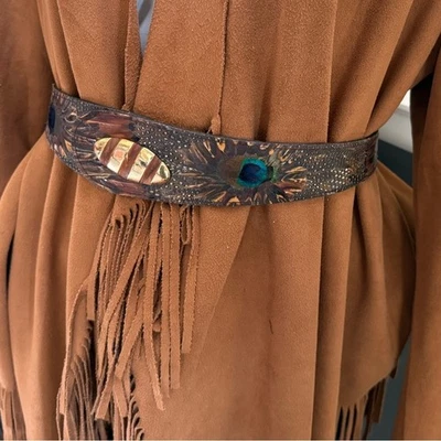 Gorgeous peacock feather belt with Gold buckle - Image 1 of 4