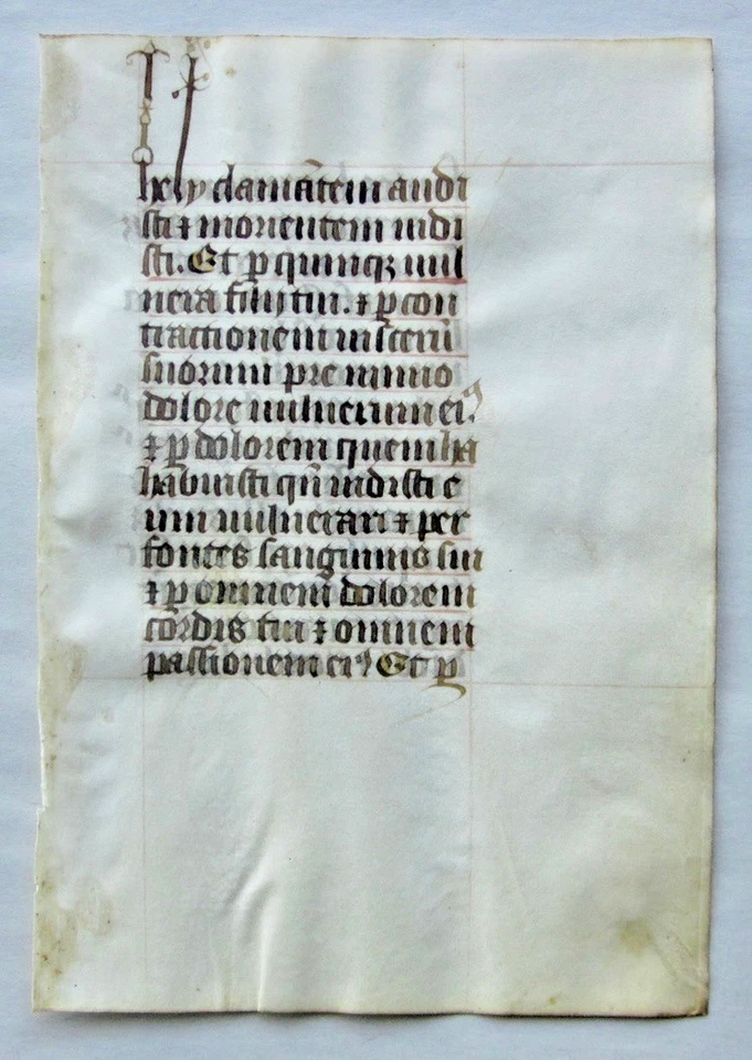 Ca.1470 plain Book of Hour manuscript leaf,Latin,France - Image 1 of 2