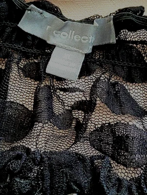 REBAJADO NY Colección 5* ESTADO ENCAJE FLORAL 60% Algodón Negro Top XL Foto 1 de 4