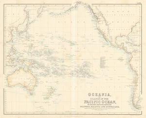 Oceania or Islands in the Pacific Ocean. Polynesia Melanesia FULLARTON c1863 map - Picture 1 of 1