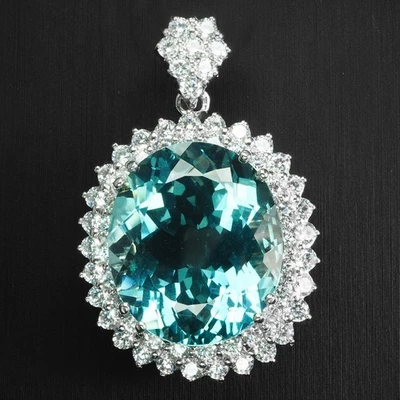 PINGENTES FEITOS À MÃO DE PRATA ESTERLINA OURO BRANCO 28,70 CT 925 BEBÊ AZUL ÁGUA-MARINHA - Imagem 1 de 4