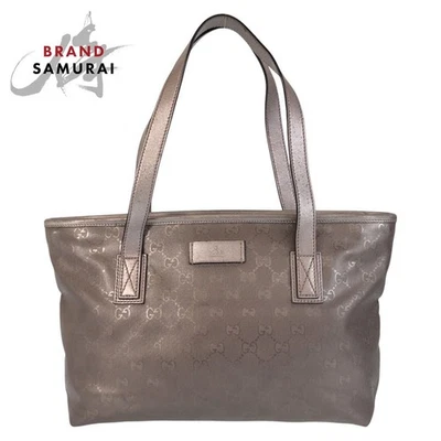 状况完好 GUCCI GG Imprim 灰色 PVC 皮革 211138 托特包 单肩包 Ba — 第 1/4 张图片