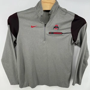 Nike Dri Fit Ohio State Buckeyes 1/4 Cremallera Pullover Sudadera Hombres Medio Gris Rojo - Imagen 1 de 10