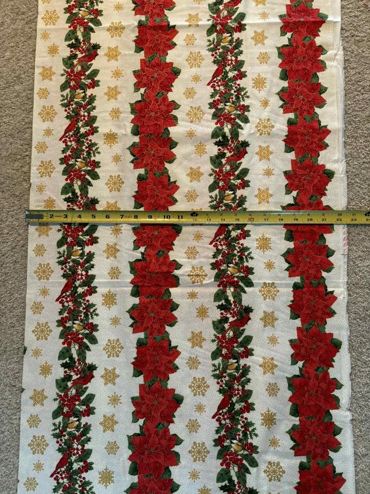 Holiday Cardinal Cardinals Stripe CM4278 Durable Cotton Fabric 76" Bolt END - Image 1 of 1