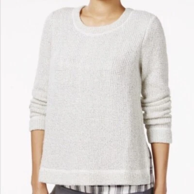 Sanctuary Light Gray Plaid Lined Wool Blend Knit Pullover Sweater Small Women’s - Image 1 of 4