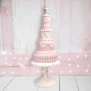 23" Pink Tiered Cake on Pedestal Christmas Decor *SHIPS WITHIN 15 DAYS* - Picture 1 of 1