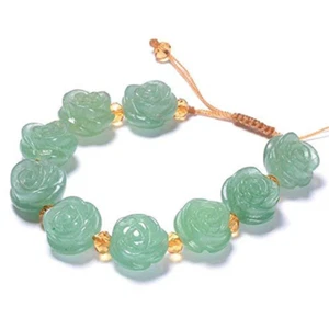 Natürliches Gobi Jade Dongling Jade Grün Rose Armband Jadeit Stein Armband - Bild 1 von 3