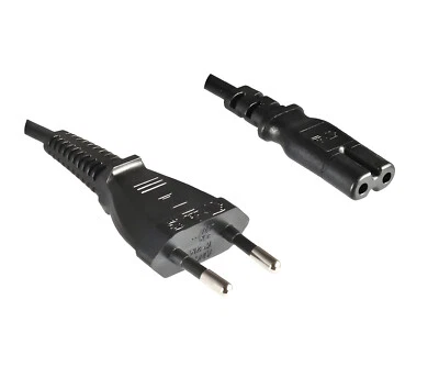 DINIC Stromkabel, Netzkabel Euro-Stecker auf C7, 2-pin Euro-8, 10.00m - Bild 1 von 4