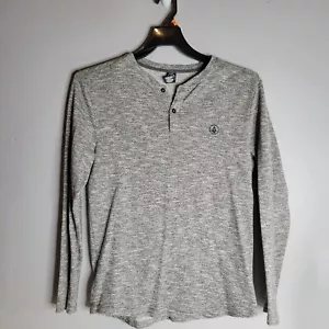 Volcom Mens Shirt Medium Knit Heather Gray Long Sleeve Henley Pullover - Picture 1 of 5